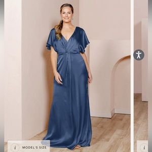 Revelry Gwen Satin Dress Romantic Blue